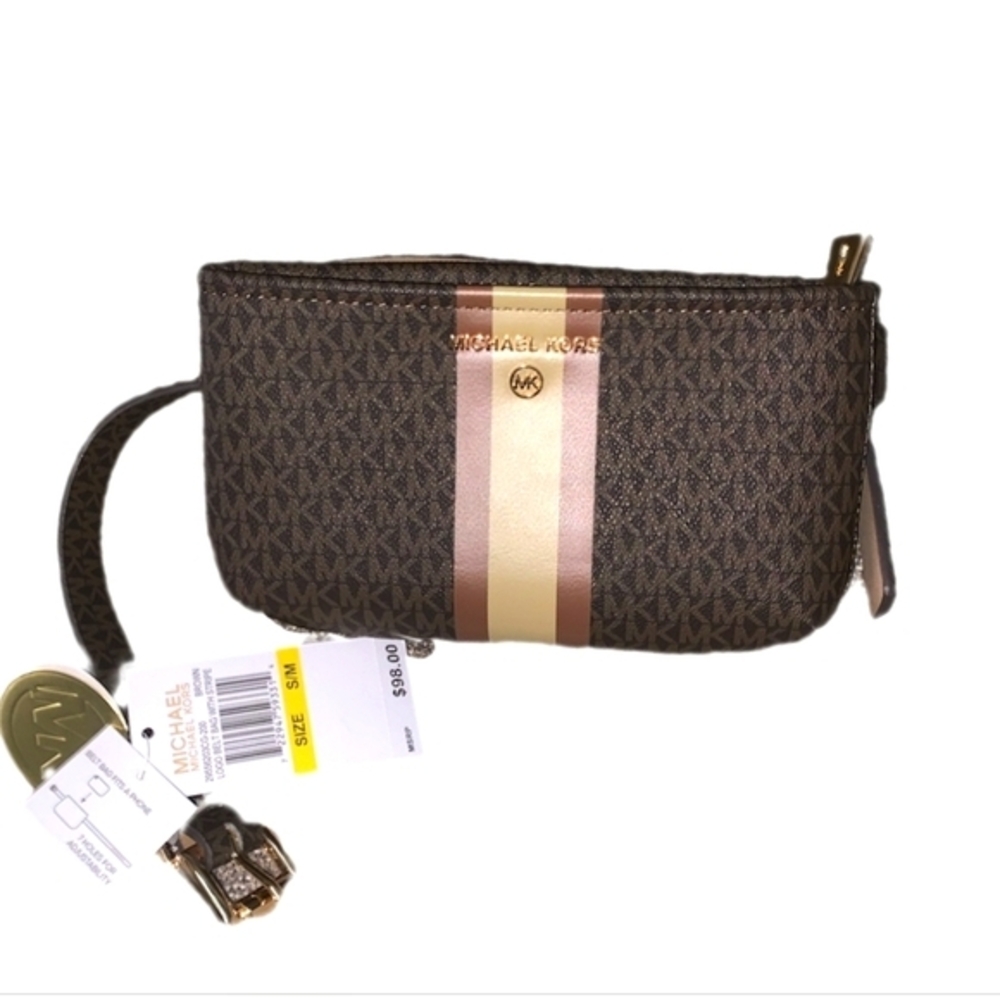 Michael Kors Brown Monogram Adjustable Belt Bag Fanny Pack Size S/M